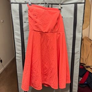 Coral strapless y2k floral summer flowey dress